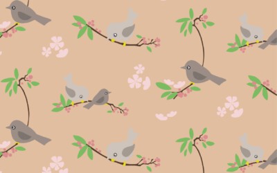 dessin print vogels birds tiny japans japanese
